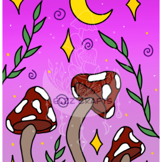 Moonlight Mushrooms Art Print